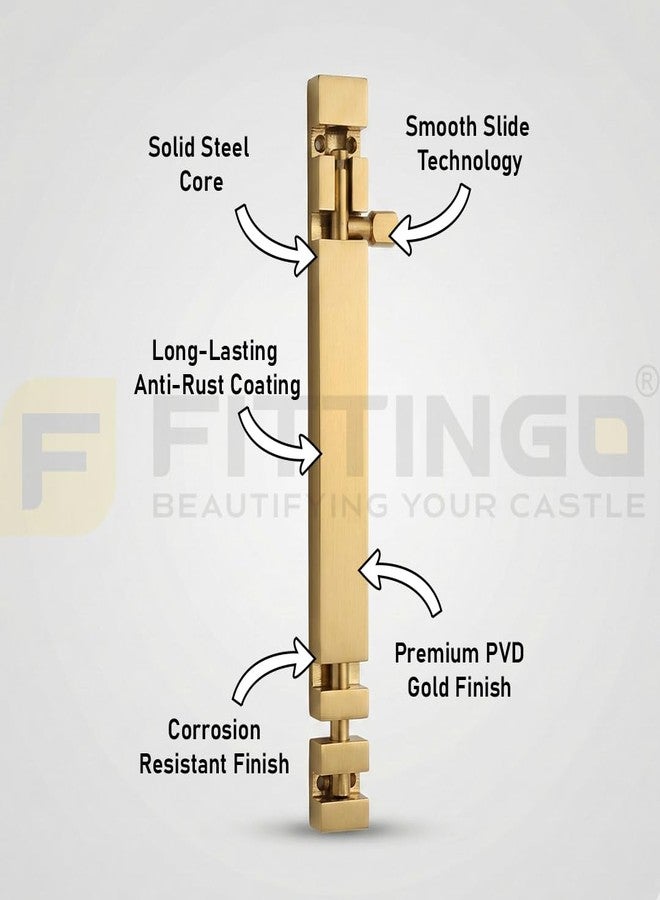 FITTINGO Tower Bolt 4 Inch/Door Latches for Home/Latch Lock for Main Door/Tower Bolt for Bedroom,Office,Hotel (PVD Gold) Pack of 1 - Image 3
